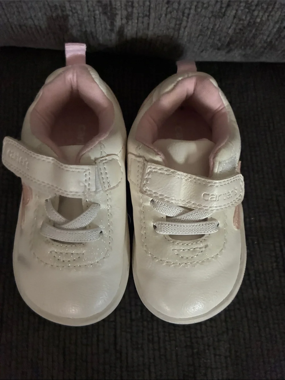 Carter's Cream Baby Walker Sneakers with Pink Lining